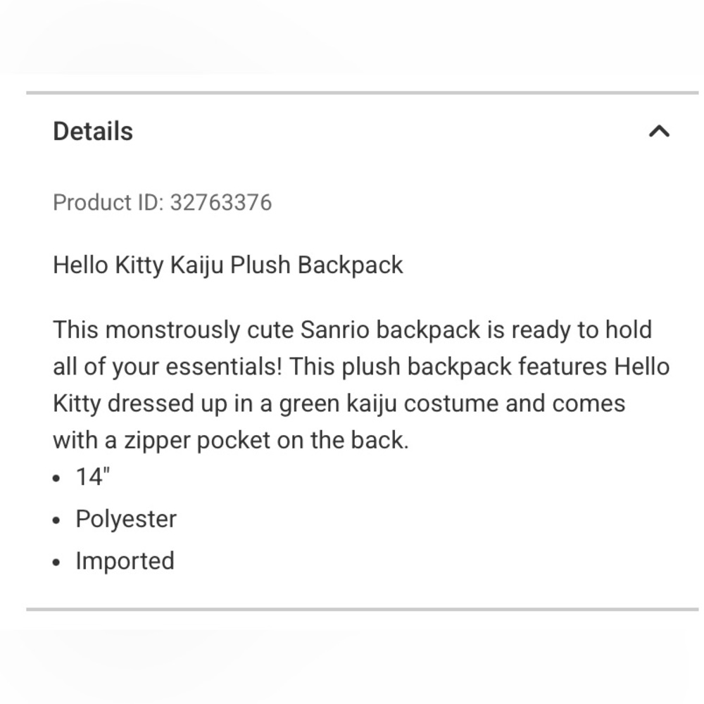 HELLO KITTY x SANRIO Kaiju Plush Backpack - Picture 5 of 5